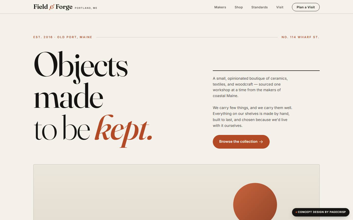 Field & Forge — concept website design by PageCrisp