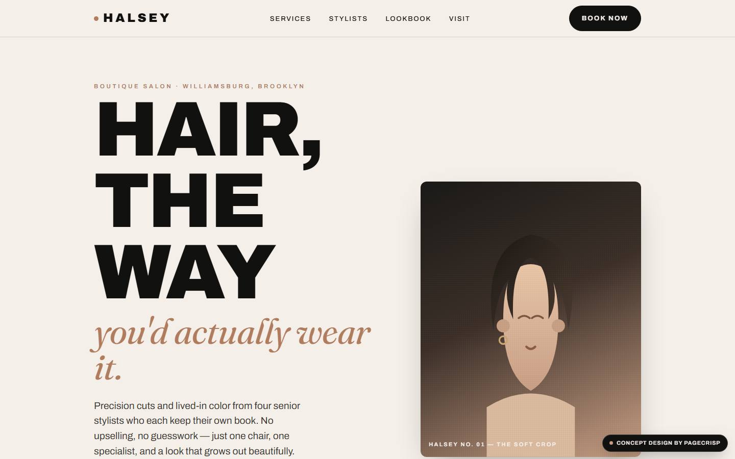 Halsey — concept website design by PageCrisp