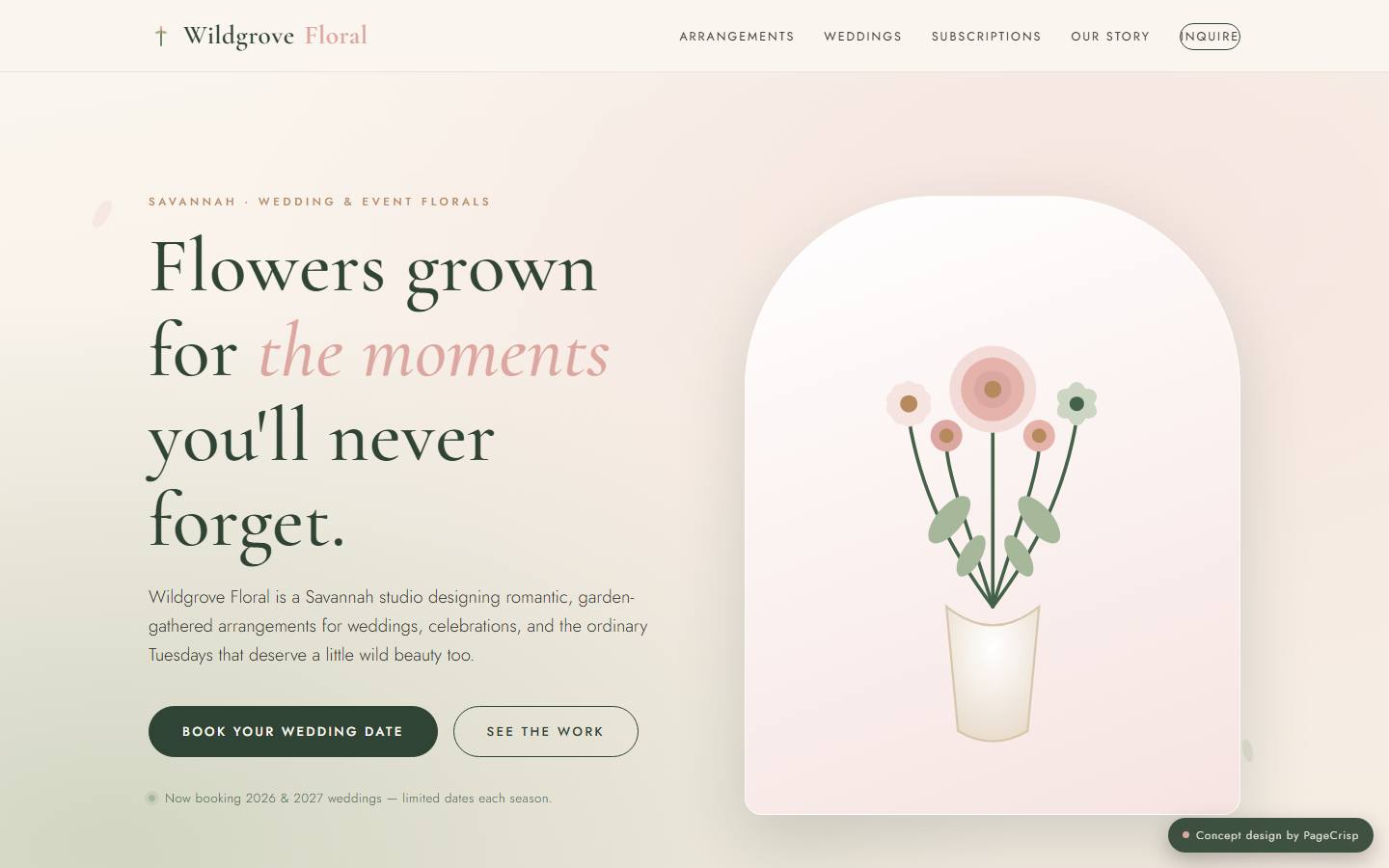 Wildgrove Floral — concept website design by PageCrisp