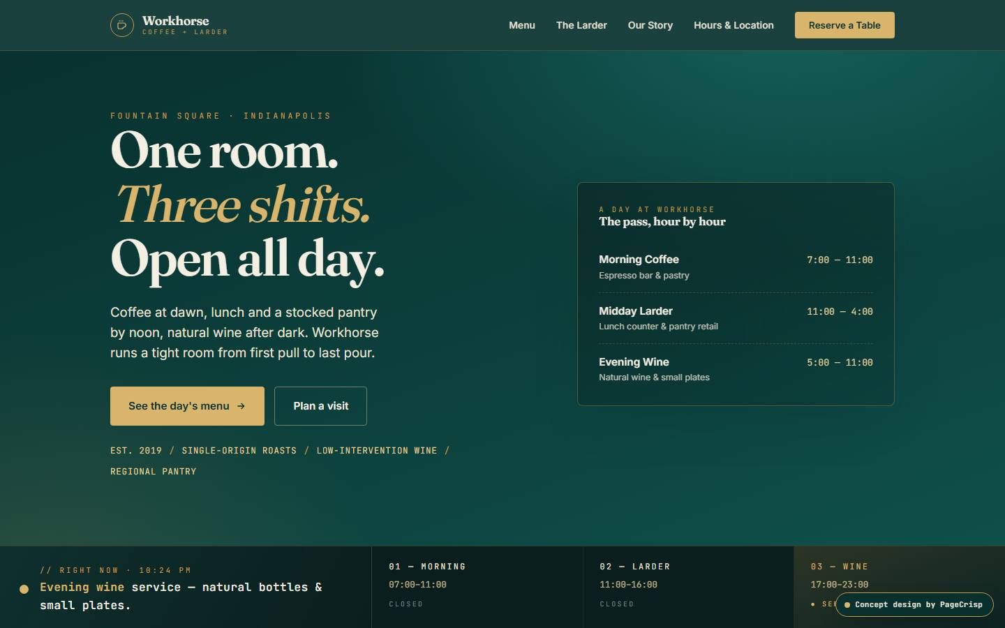 Workhorse Coffee + Larder — concept website design by PageCrisp
